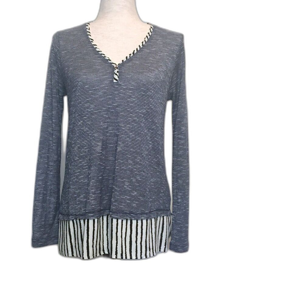 Hem & Thread Striped Long Sleeve Top | Contrast Hem